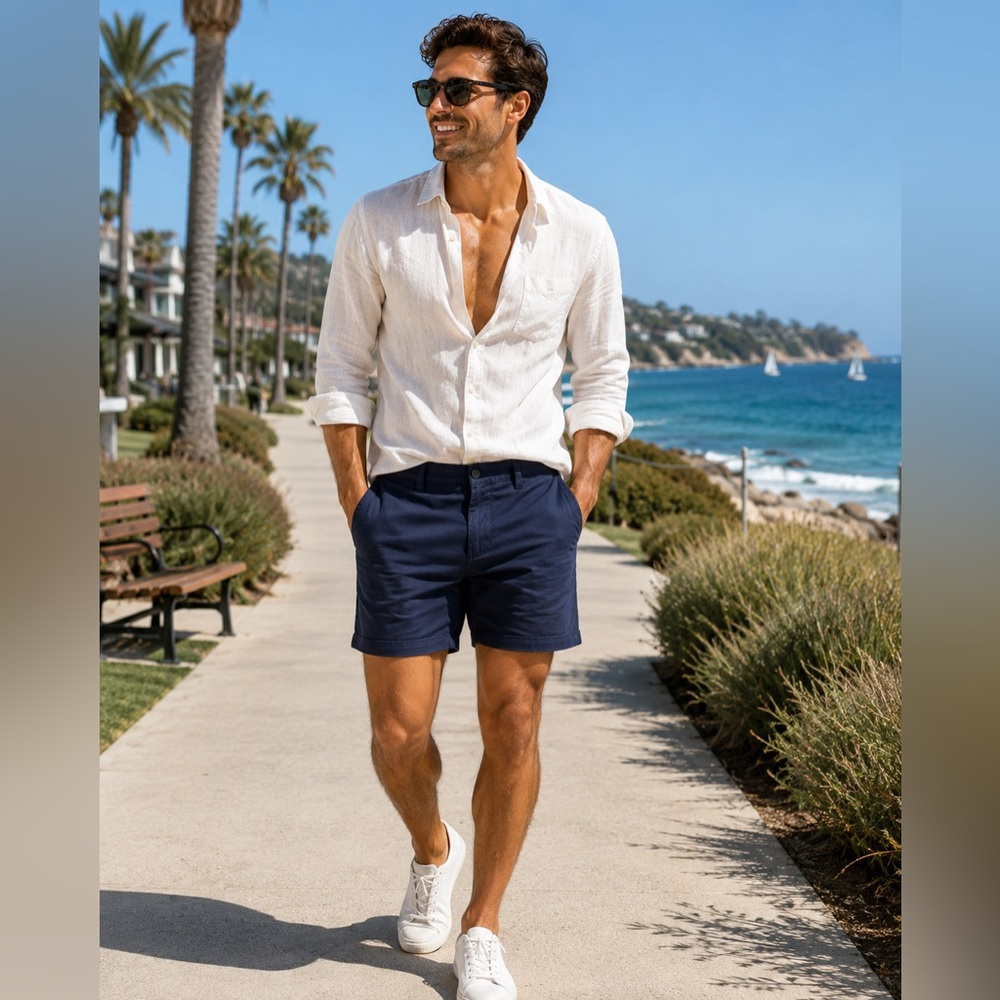 Polo by Ralph Lauren Navy Flat-Front Cotton Shorts Stretch Classic Fit